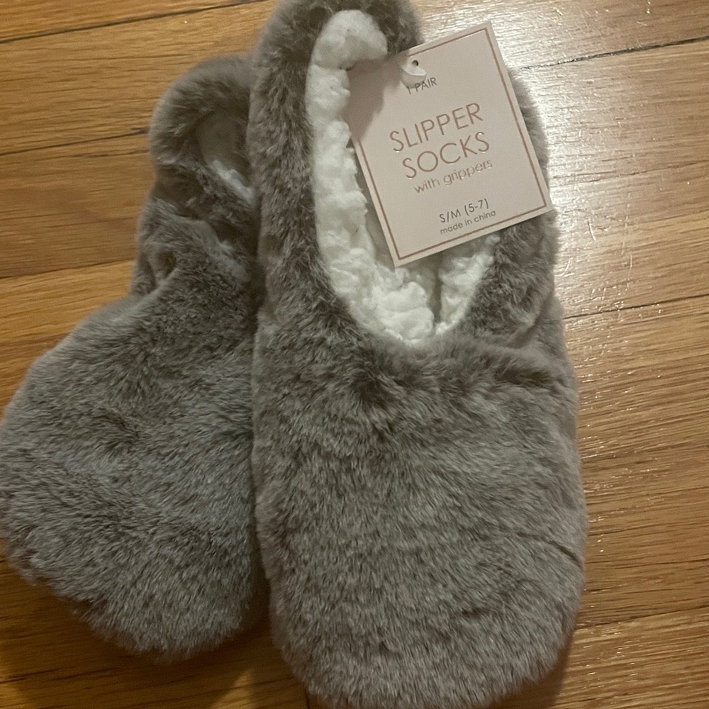 Target Gray Faux Fur Slipper Socks